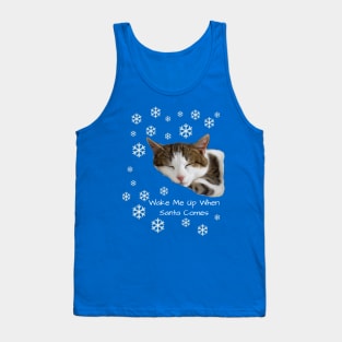 Cute Sleeping Cat Santa Christmas Tank Top